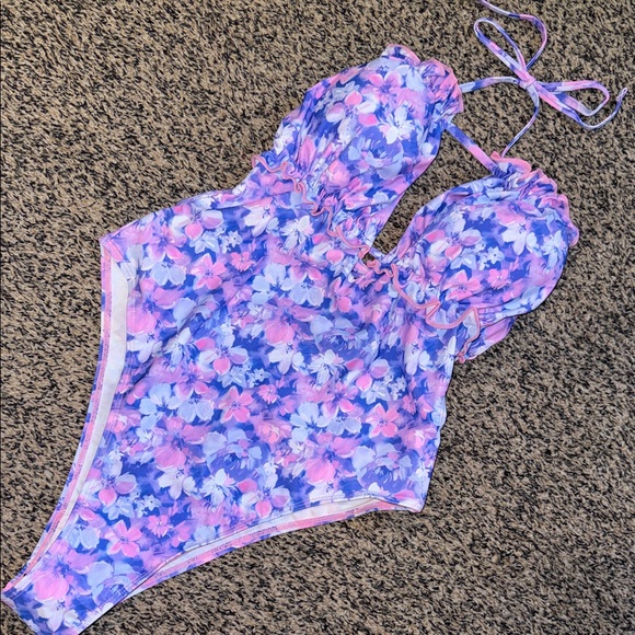 SHEIN Other - SHEIN Purple & Pink Floral One-Piece Swimsuit